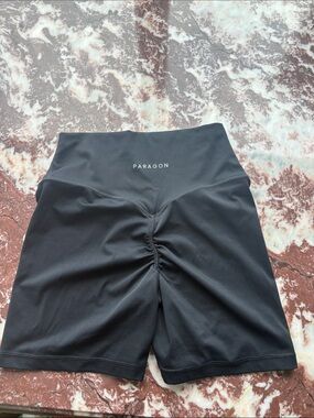 PARAGON Black High-Rise Ruched Bike Shorts